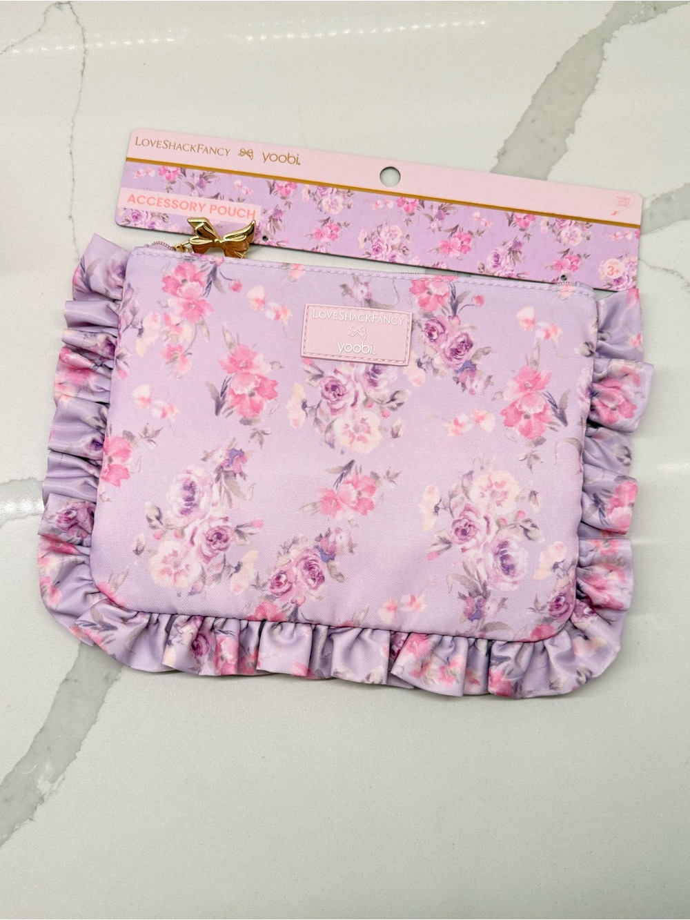 💜 LoveShackFancy x Target - Flat Zip Pencil Case with Ruffles - Hibiscus